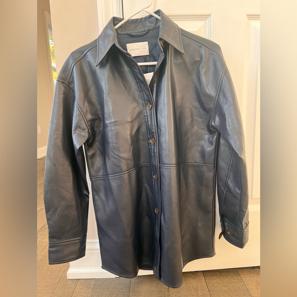 Aritzia faux leather shirt